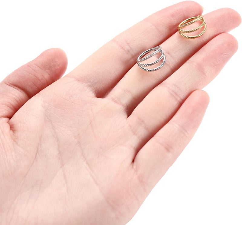 FUNLMO Store 316L Surgical Steel Nose Hoop Septum Conch Piercing Jewelry Cartilage Daith Helix Tragus Rook Lobe Earring Triple/Double Nose Lip Ring 20G 18G 16G - Image 3